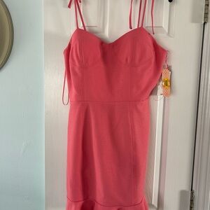 Elegant Coral Spaghetti Strap Dress